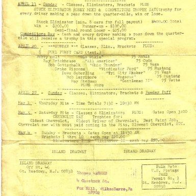 Island Dragway mailer 4