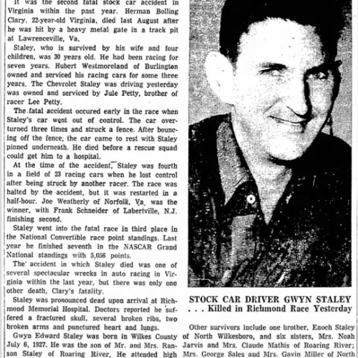 1958 Richmond Staley 032358BurlingtonDailyTimesNews.png