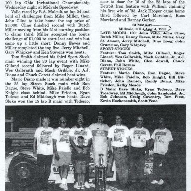 Feature Win (#235), Ohio Invite 100 Lap, Midvale Speedway, Aug 4, 1993