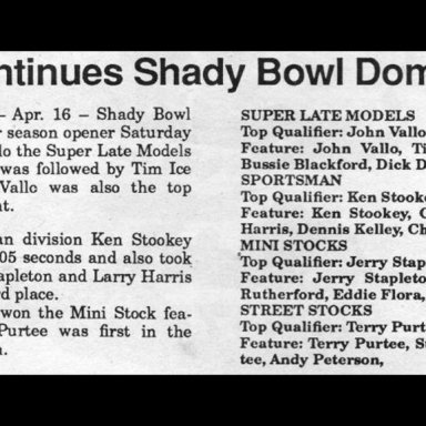 Feature Win (#143), Shadybowl Speedway (Opener), April 16, 1988