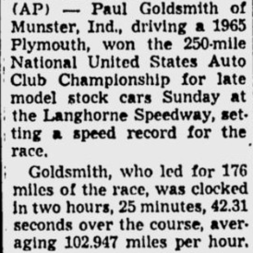 1965 Langhorne USAC Goldsmith 102565PittsburghPG.png