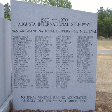 Augusta International Raceway Memorial Right Wing