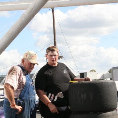 Me and Daddy picking out race tires at Caraway 2007