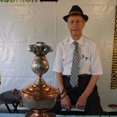 Raymond Parks at 94 with the first NASCAR Championship Trophy