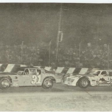 Gary Balough leads Dick Trickle on his way to winning the 1978 Marion Edwards_ Jr_ Memorial _Bobby 5X5 Day Photo_