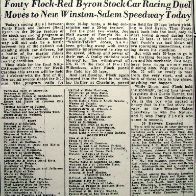 Peace Haven Speedway - Nascar 1948 Race 51 of 52 - Fonty Flock vs Red Byron