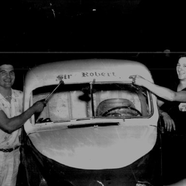 Ted Swaim (L) and Bobby Myers after Myers return from racing in England