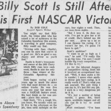 Billy Scott Still After First NASCAR Win 1960s'