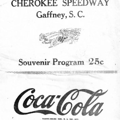 Cherokee Speedway Program  1958