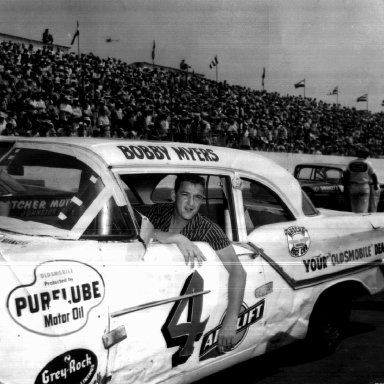 Bobby Myers Before Final Race - Darlington, SC, 1957 - Petty Olds