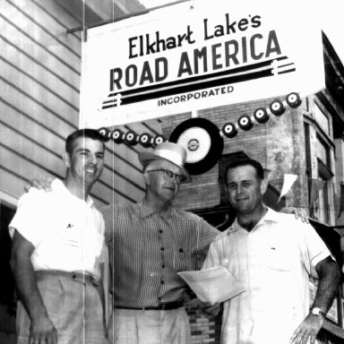 002Billy Myers (L) & Bill Stroppe (R) with Road America Official - 1956