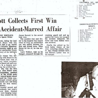 Billy Scott's First Columbia Speedway Win 1960's