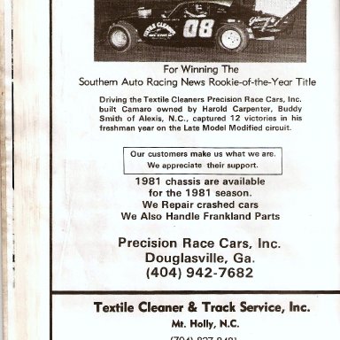 Congratulations to Buddy Smith Metrolina Speedway Driver 1980s'