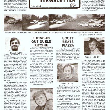 MOTORSPORTS NEWSLETTER-CONCORD SPEEDWAY 1970S'