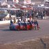 #43 Richard Petty 1976 crew pushes car back to garage after Daytona 500.