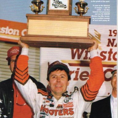 ALAN HOLDING HIS WISTON CUP TROPHY