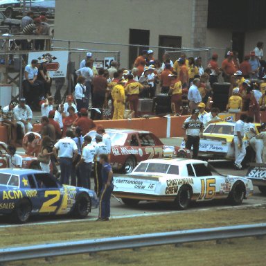 #47 Ron Bouchard #27 Tim Richmond #33 Harry Gant #28 Cale Yarborough #16 David Pearson #2 Morgan Shepherd 1983 Gabriel 400 @ Michigan