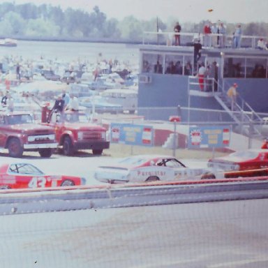 #49 G.C. Spencer #21 David Pearson #43 Richard Petty 1975 Rebel 500 @ Darlington