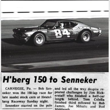 #84 Bob Senneker @ Heidelberg (PA) Raceway July 26th 1970