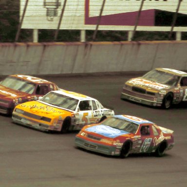 #67 Buddy Arrington #5 Geoff Bodine #25 Ken Schrader #8 Bobby Hillin 1988 Miller High Life 400 @ Michigan