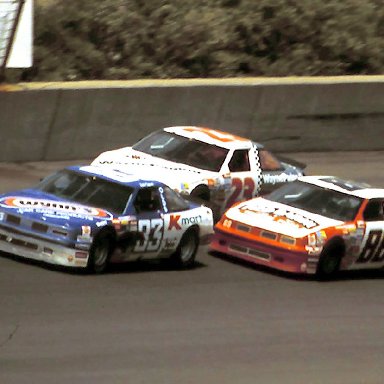 #83 Lake Speed #88 Buddy Baker #23 Eddie Biershwale 1988 Miller High Life 400 @ Michigan