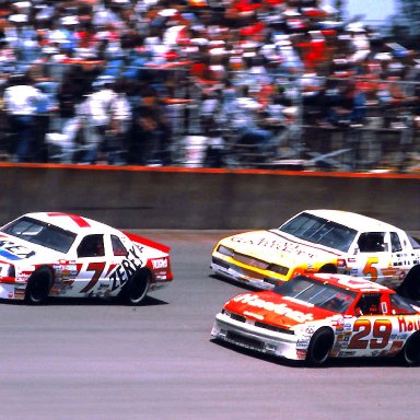 #7 Alan Kulwicki #29 Cale Yarborough #5 Geoff Bodine 1988 Miller High Life 400 @ Michigan