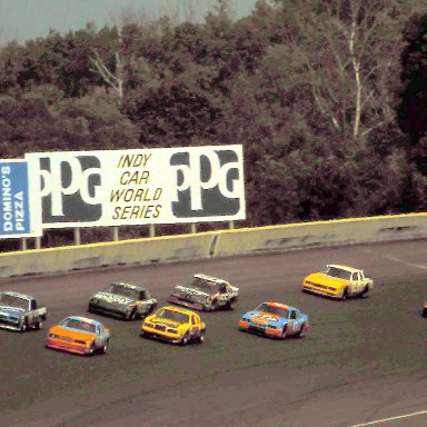 #3 Dale Earnhardt #27 Rusty Wallace #81 Chet Fillip #35 Alan Kulwicki #33 Harry Gant  1986 Champion Spark Plug 400 @ Michigan