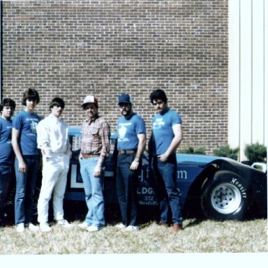 Mike Scott With Pit Crew, Sponsor, and Dad (Billy Scott) 1970s'