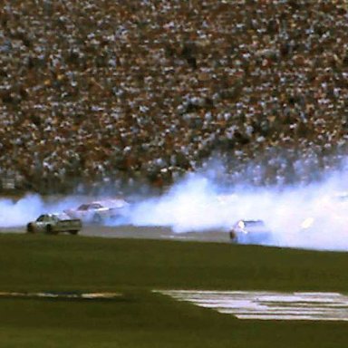 #21 Neil Bonnett #75 Morgan Shepard #83 Lake Speed #26 Ricky Rudd 1989 1st Twin 125 Qualifying Race @ Daytona (4)