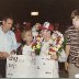 Dick Barhe, Kathy Bodine and Geoff in Victory Lane after winning in Zervakis #99