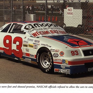 LEBARON THE CAR THAT NASCAR BANDED IN THE 80'S