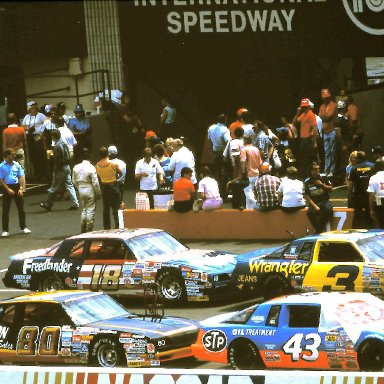 #43 Richard Petty #3 Dale Earnhardt #80 Gary Fedewa  #18 Tommy Ellis 1986 Miller American 400 @ Michigan