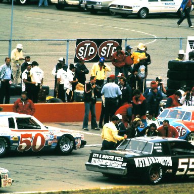 #43 Richard Petty #50 Geoff Bodine #55 Benny Parsons 1982 Champion Spark Plug 400 @ Michigan