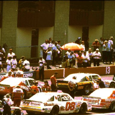 #21 David Pearson #90 Ken Schrader #15 Ricky Rudd #08 Butch Miller #7 Kyle Petty 1986 Champion Spark Plug 400