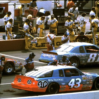 #81 Chet Fillip #23 Michael Waltrip #43 Richard Petty 1986 Champion Spark Plug 400