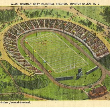 BOWMAN GRAY STADIUM POSTCARD    Just found today4-30-11 at Liberty antique festival- year unknown