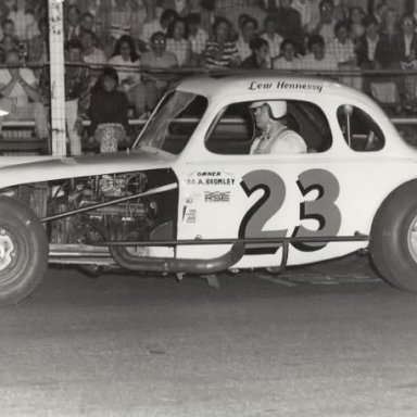 Lew Hennessey in his coupe at Islip