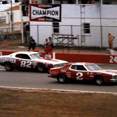 USAC #2 Tom Sneva #82 Ferrell Harris 1976 Norton Twin 200 @ Michigan