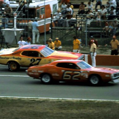 USAC #62  John Sellers #27 Ken Rowley 1976 Norton Twin 200 @ Michigan