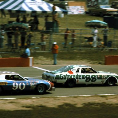 #88 Darrell Waltrip #90 Richard Brooks 1976 Champion Spark Plug 400 @ Michigan