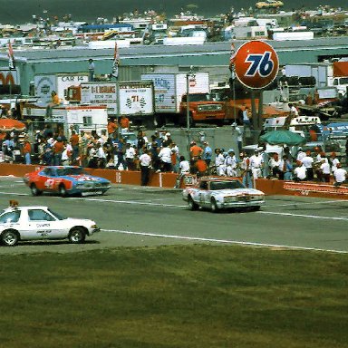 #21 David Pearson #43 Richard Petty #18 Joe Frasson 1976 Champion Spark Plug 400 @ Michigan