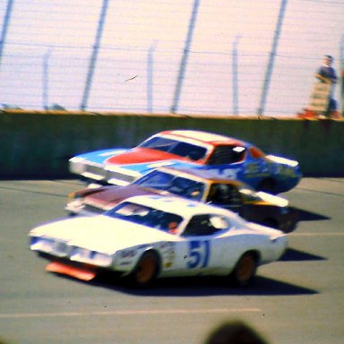 USAC #51 Bob Whitlow #77 Lefty Robinson #60 Johnny Parsons 1974 Twin 200 @ Michigan