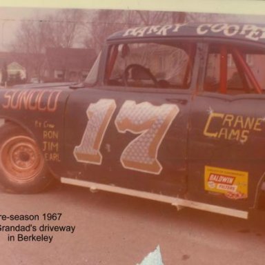 1967 - ready to race at O-Hare; the 1955 Buick in the background.