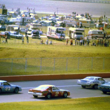 #15 Buddy Baker #43 Richard Petty #27 Sam Sommers #2 Dave Marcis 1977 Champion Spark Plug 400 @ Michigan