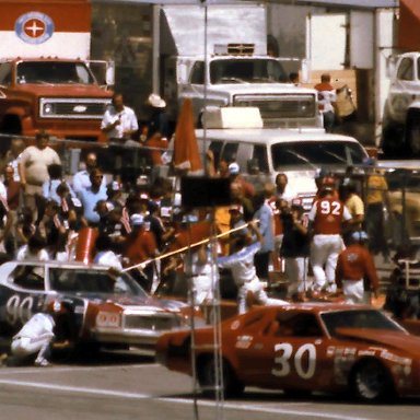 #30 Tighe Scott #90 Richard Brooks 1977 Champion Spark Plug 400 @ Michigan