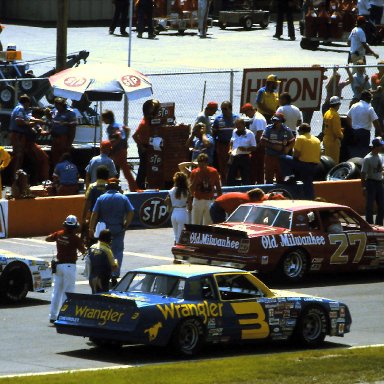 #27 Tim Richmond #98 Joe Ruttman #3 Dale Earnhart 1984 Champion Spark Plug 400 @ Michigan