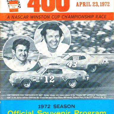 1972 Program for Gwyn Staley 400 at North Wilkesboro