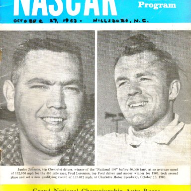 1963 Nascar Program for Occoneechee Speedway