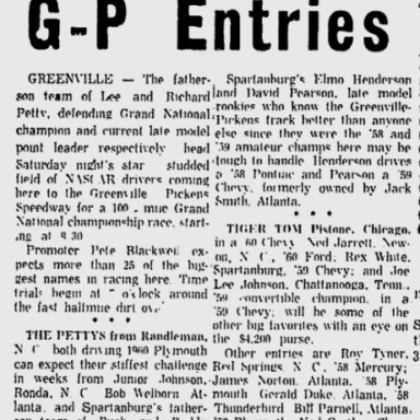 1960 Greenville Pickens Pettys