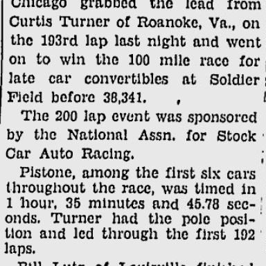 1956 Tom Pistone Soldier Field convertible win